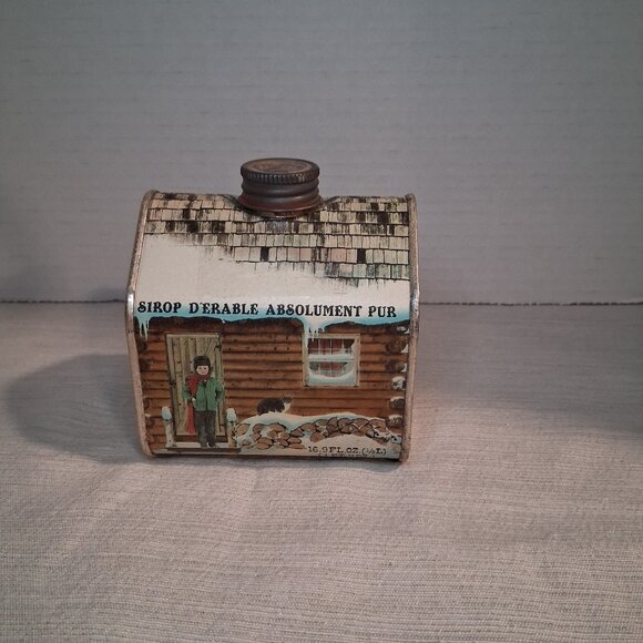 Vtg 1984 Vermont Maine Absolutely Pure Maple Syrup Tin Country Farm House Decor - Picture 1 of 6